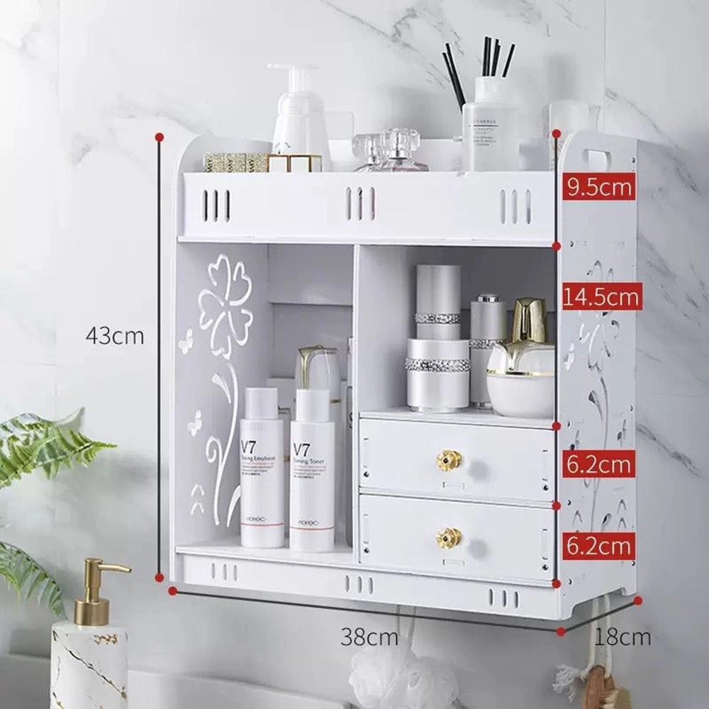 Trade Shop - Armadietto Mobile Da Parete Bianco Per Cosmetici Medicinali Organizer Bagno Con Cassetti -