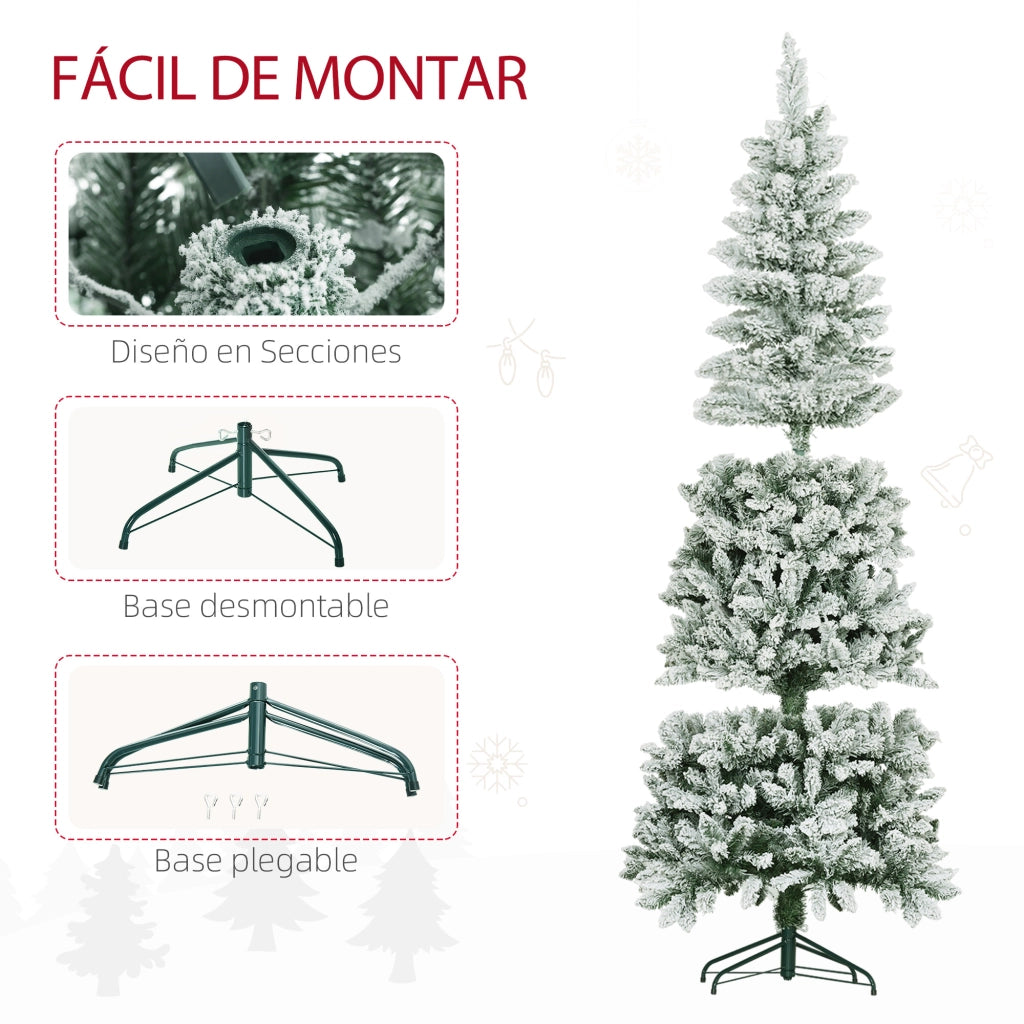 Albero di Natale Artificiale Innevato 183 cm ¨C Xylo ¨C 479 Rami, Base Metallo, Verde