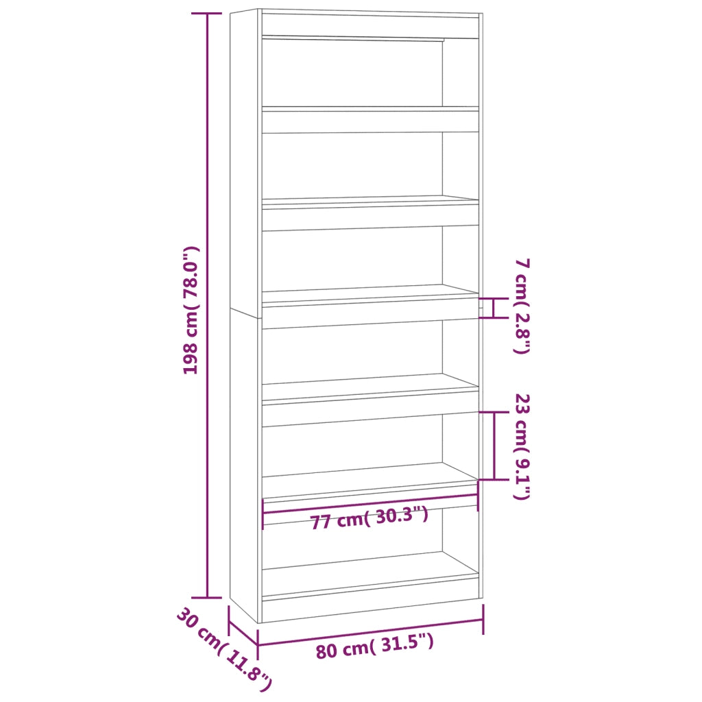 Libreria/Divisorio Grigio Cemento 80x30x198 cm in Truciolato cod mxl 6479