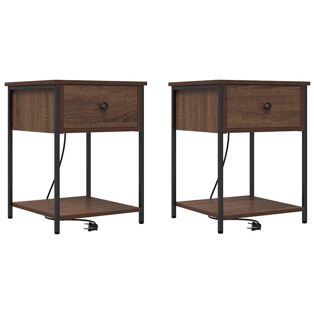 Set di 2 Comodini | Armadio da Notte | Mobiletto da notte Rovere Marrone 42 x 41 x 56 cm