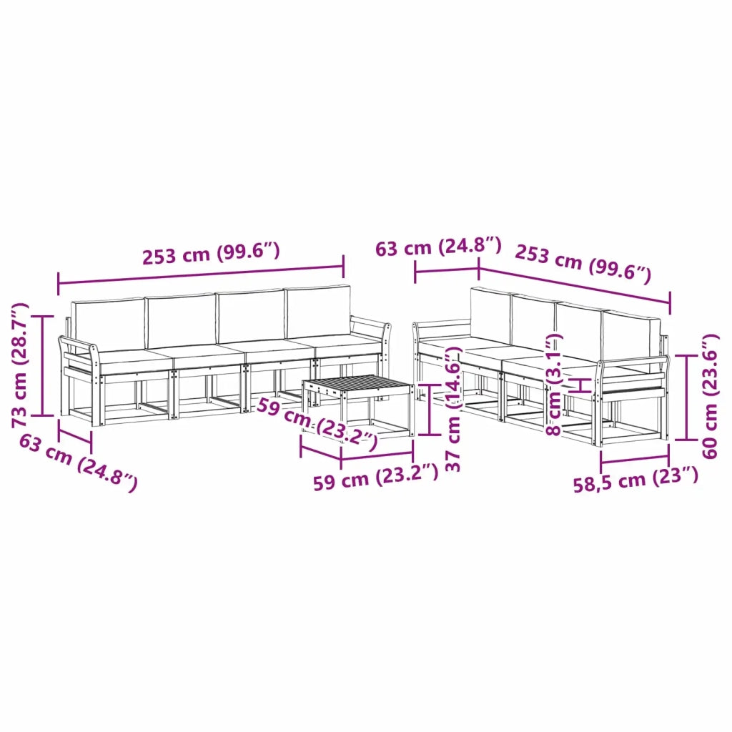 Set di divani da esterno 9 pz Bianco e Antracite 3387421