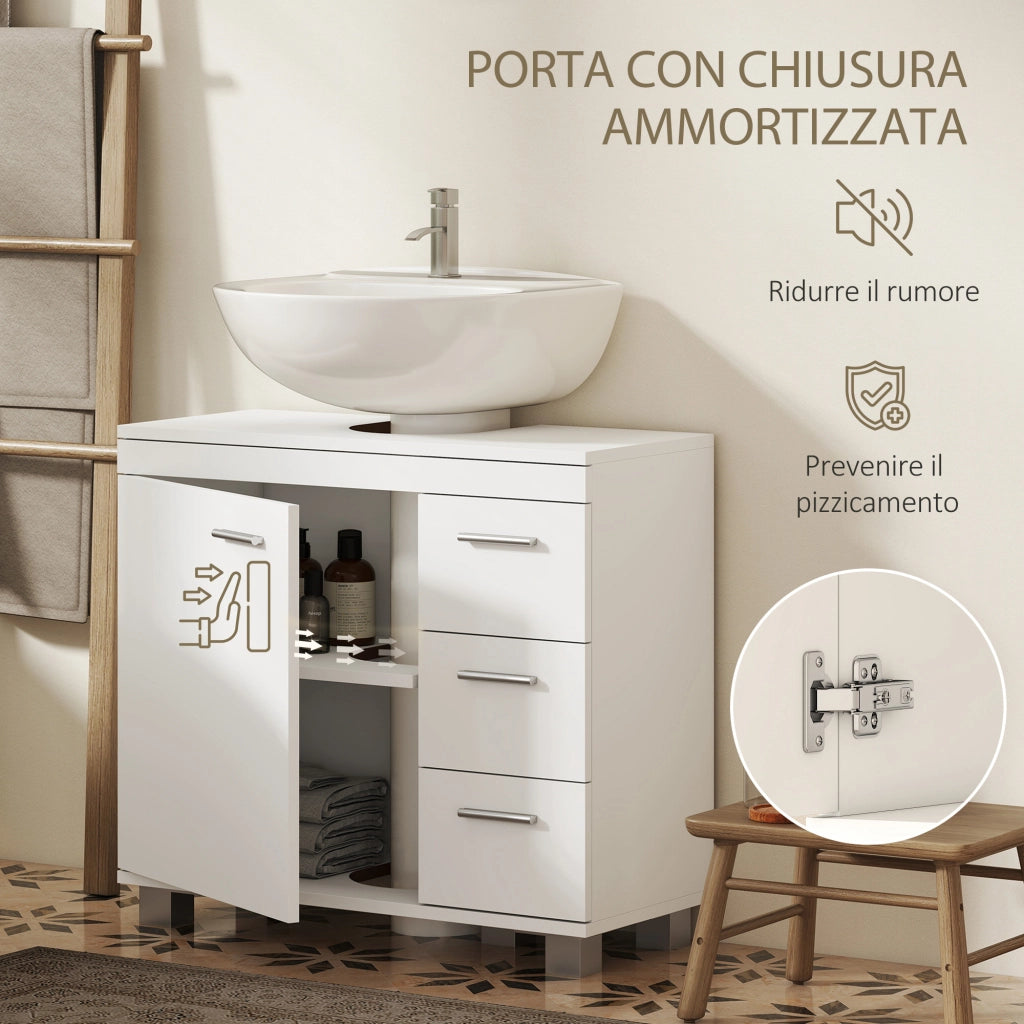 Mobile da Bagno Sottolavabo con Armadietto e Cassetti ¨C zephmum ¨C Bianco 45x49x50