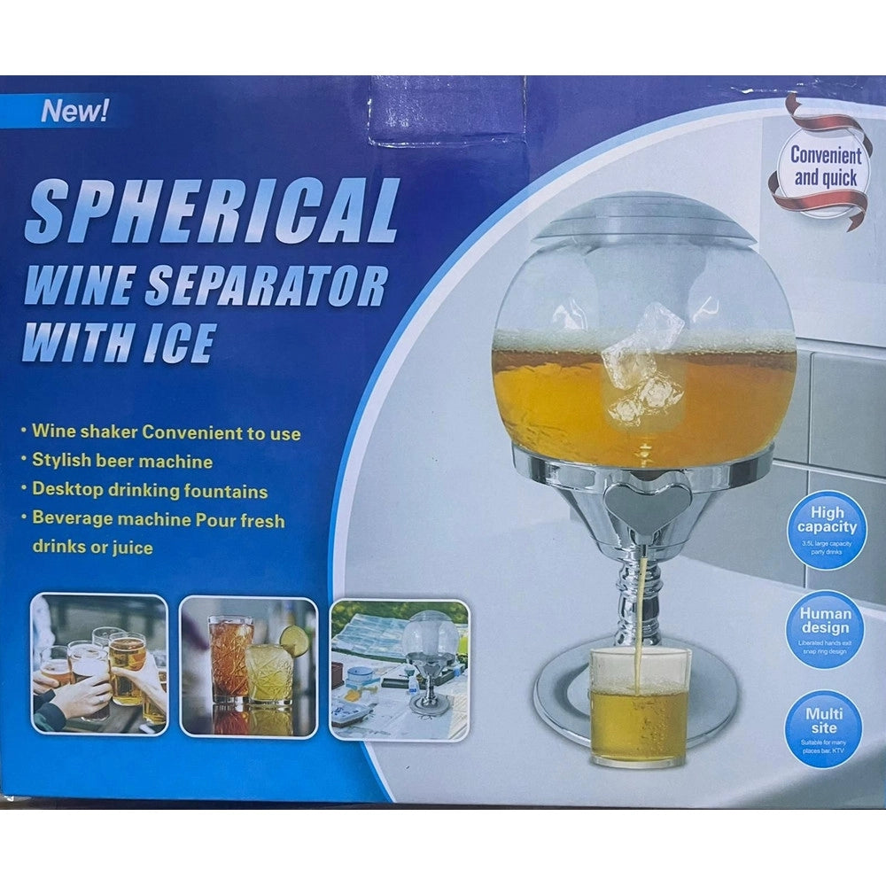 Trade Shop - Spillatore Birra Bibite Distributore Dispenser Sferico Con Scomparto Ghiaccio Da 3,5lt -