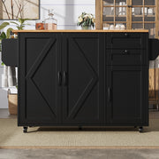 Carrello da cucina 120x43.2x92 cm con piano pieghevole; ampio spazio contenitivo; MDF; nero