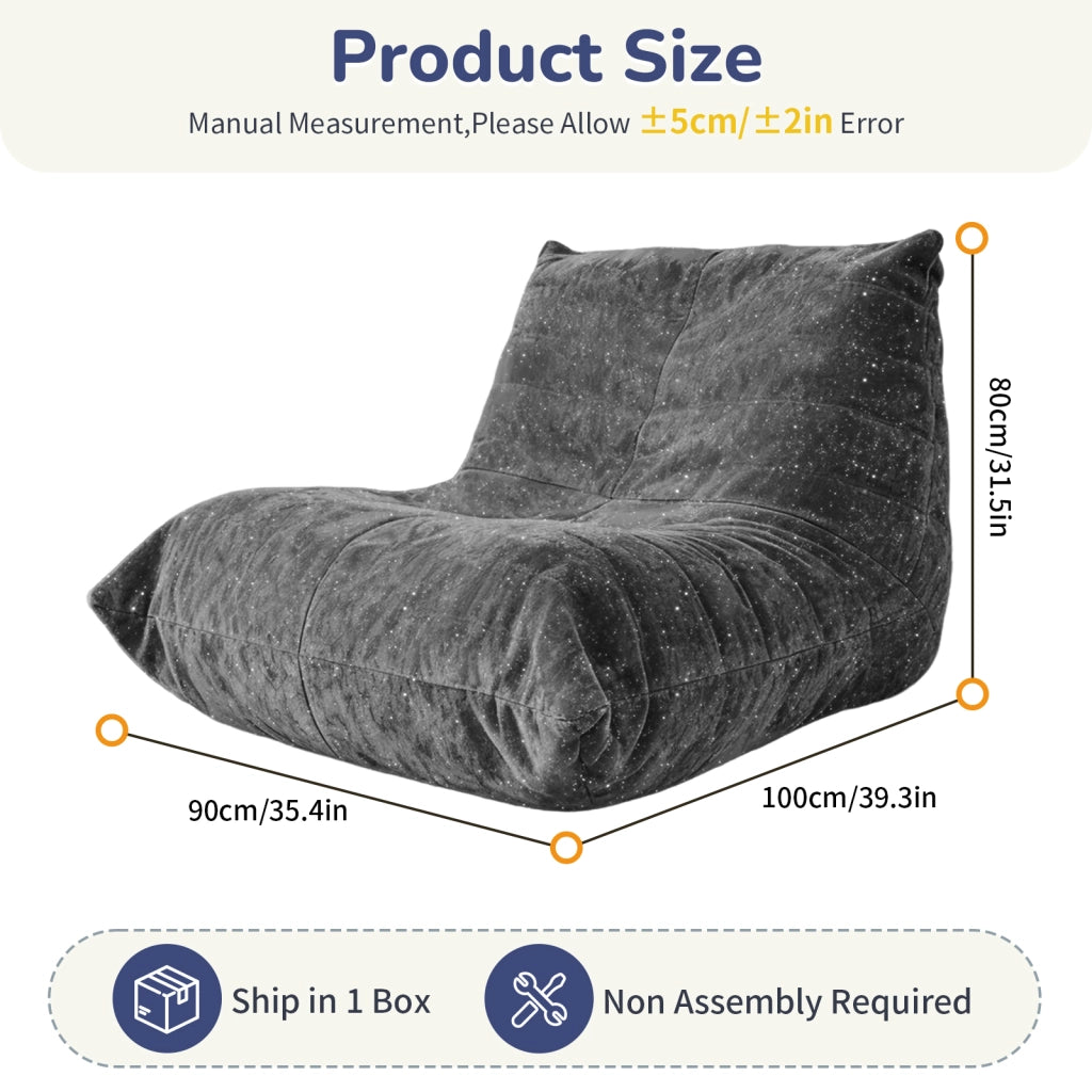Poltrona pouf a bruco con design ergonomico in tessuto morbido per soggiorno in flanella grigia