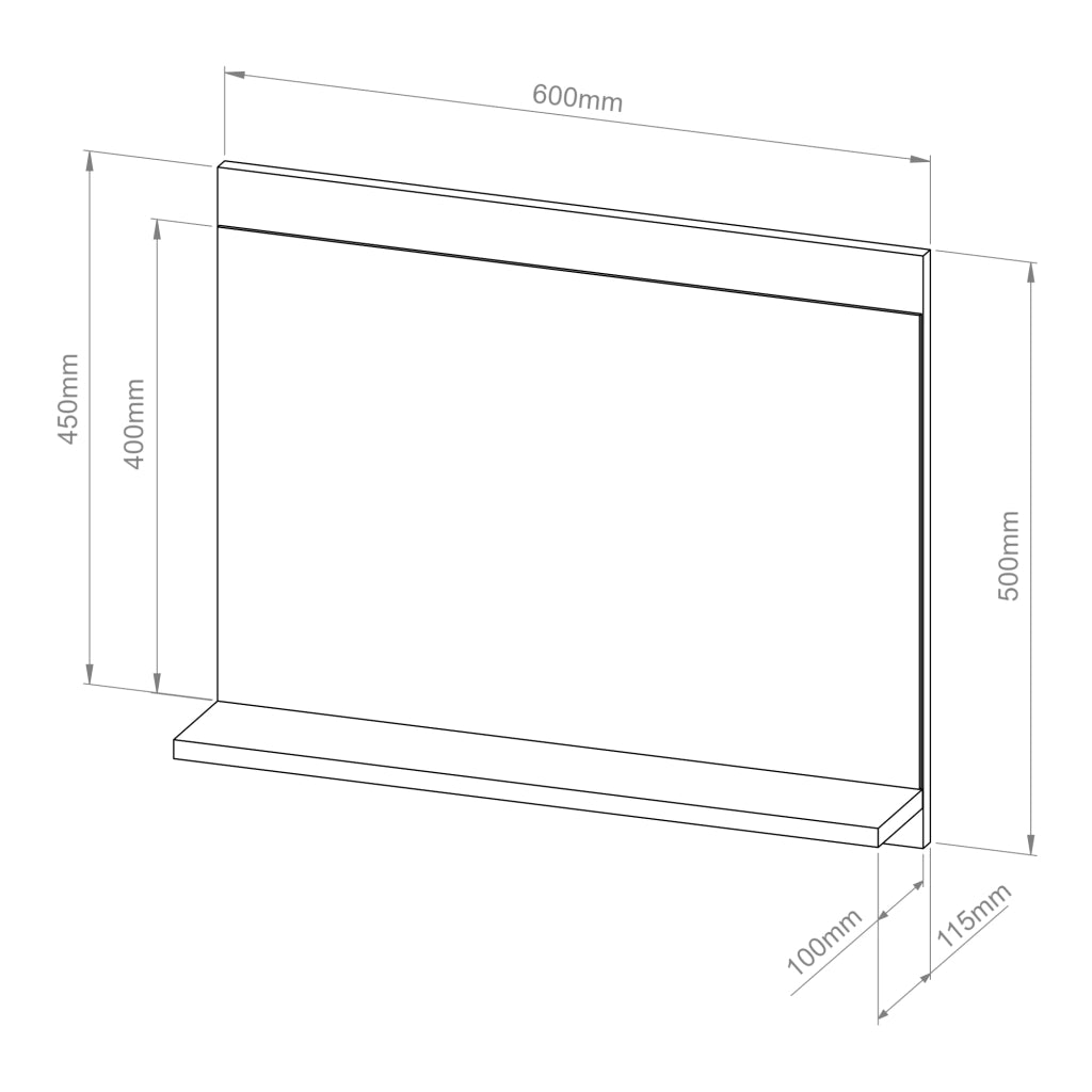Specchio da Bagno Krildihana con Mensola 50 x 60 x 12 cm - Bianco [en.casa]