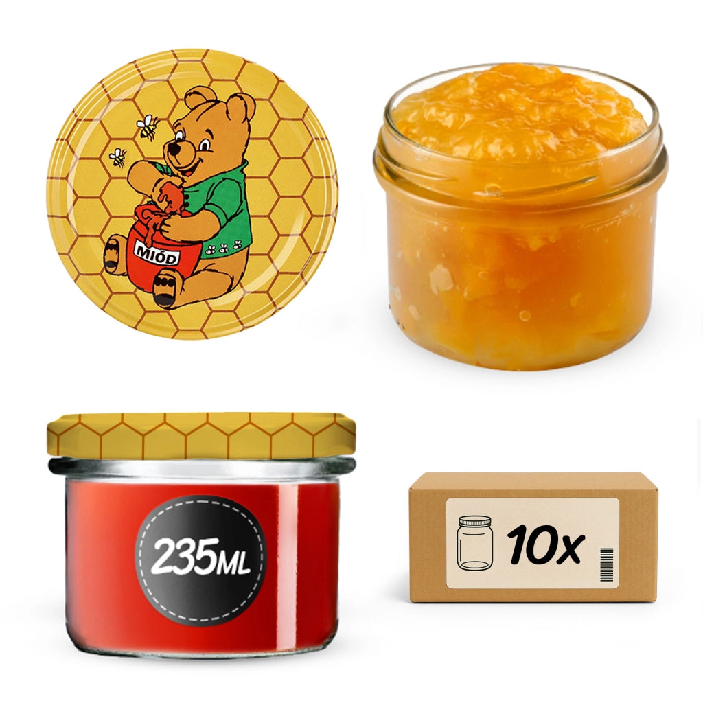 KADAX Tartu vasetti per conserva 235ml 10pz 82mm + coperchi "Miele"