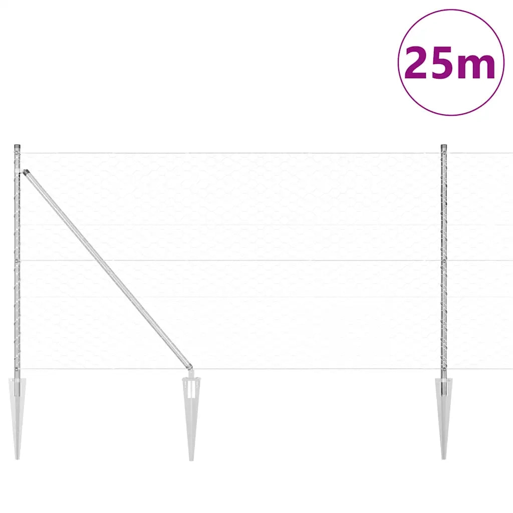 Palo della recinzione Argento 25 x 1 m (rete da 50 mm) Acciaio