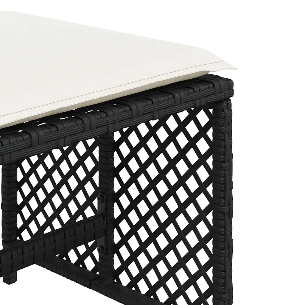 Sgabelli da Giardino con Cuscini 4pz Neri 41x41x36cm Polyrattan 365048