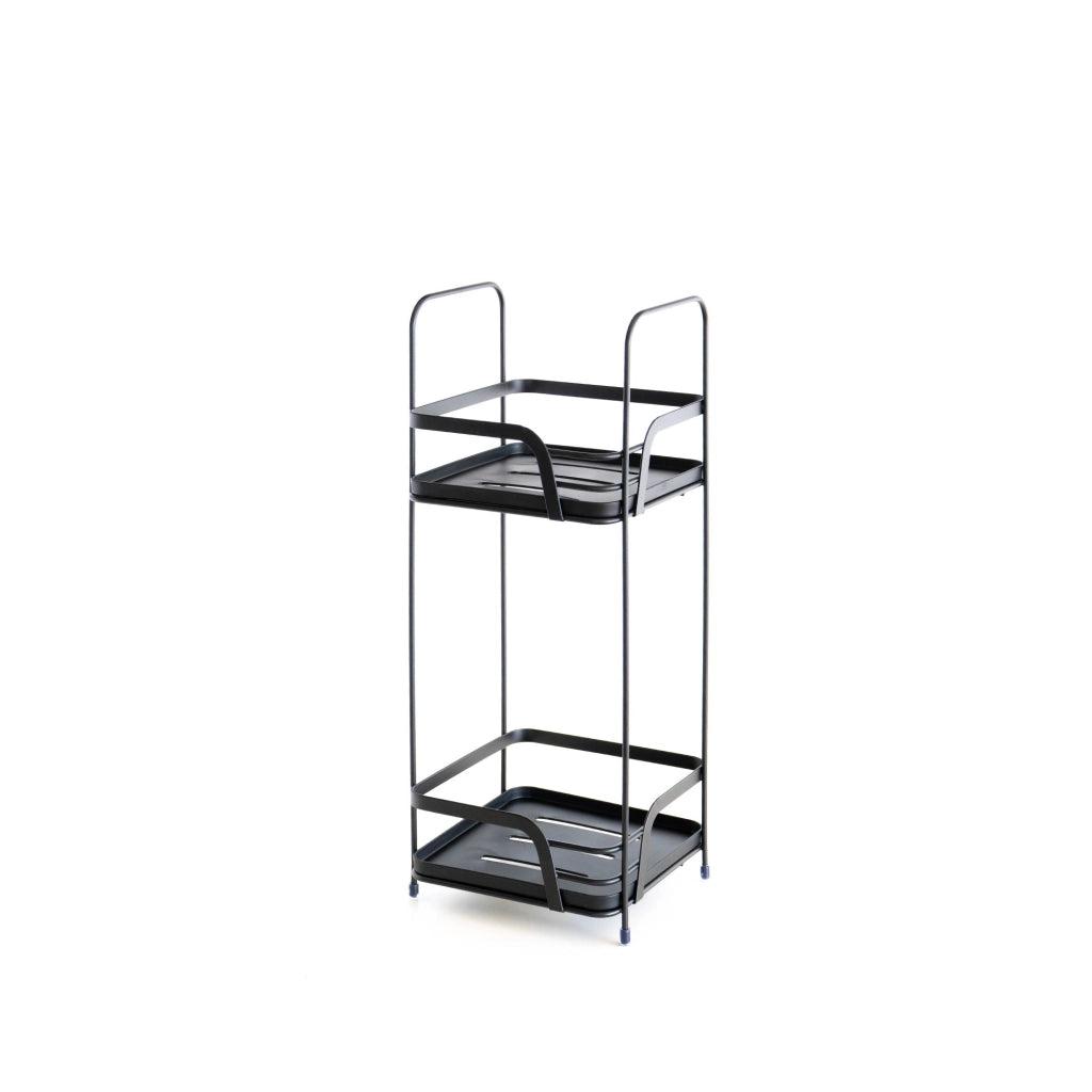 Mobiletto portaoggetti da bagno a 2 o 3 ripiani – Organizzatore bagno per salviette, sapone e accessori, scaffale salvaspazio in metallo con ripiani in plastica, già montato 2 Ripiani