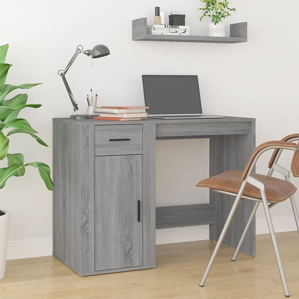 Scrivania | Tavolo da Ufficio Grigio Sonoma 100x49x75 cm in Legno Multistrato