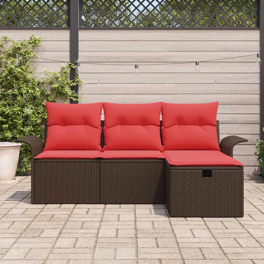 Set Divano da Giardino con cuscino 4 pcs Poly Rattan