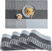 Set di placche PVC antiscivolo, 4 pezzi, termoresistente, lavabili, in vinile, set da 4 - Ombra grigio argento nero