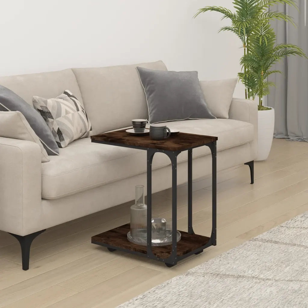 Tavolino con Ruote Rovere Fumo 50x35x55,5 cm Legno Multistratocod mxl 121167