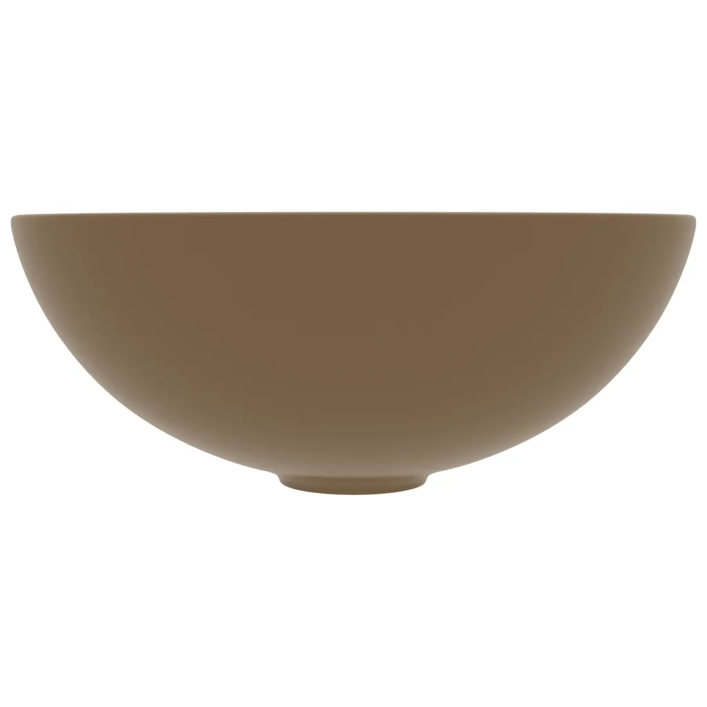 Lavandino da Bagno in Ceramica Crema Opaco Rotondo 146985