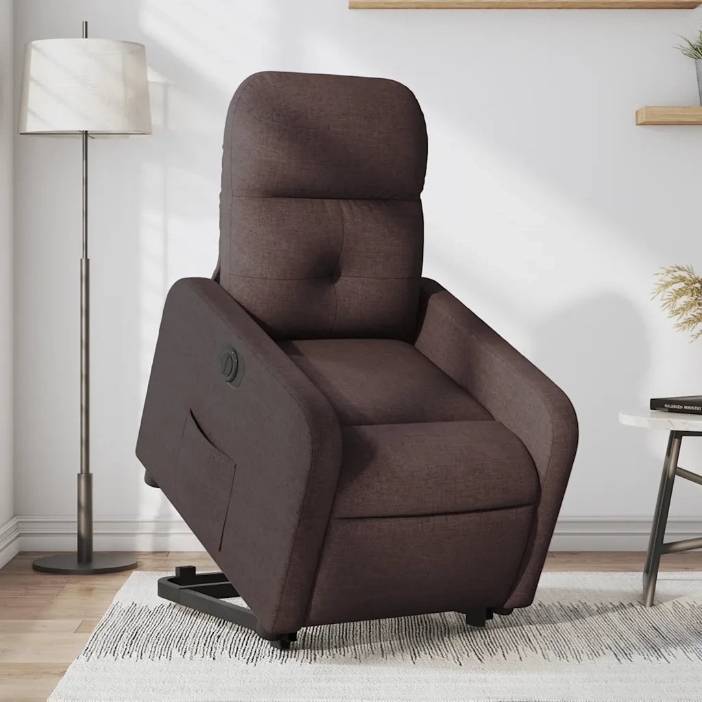 Poltrona Alzapersona Reclinante Elettrica Marrone Scuro Tessuto 3206818