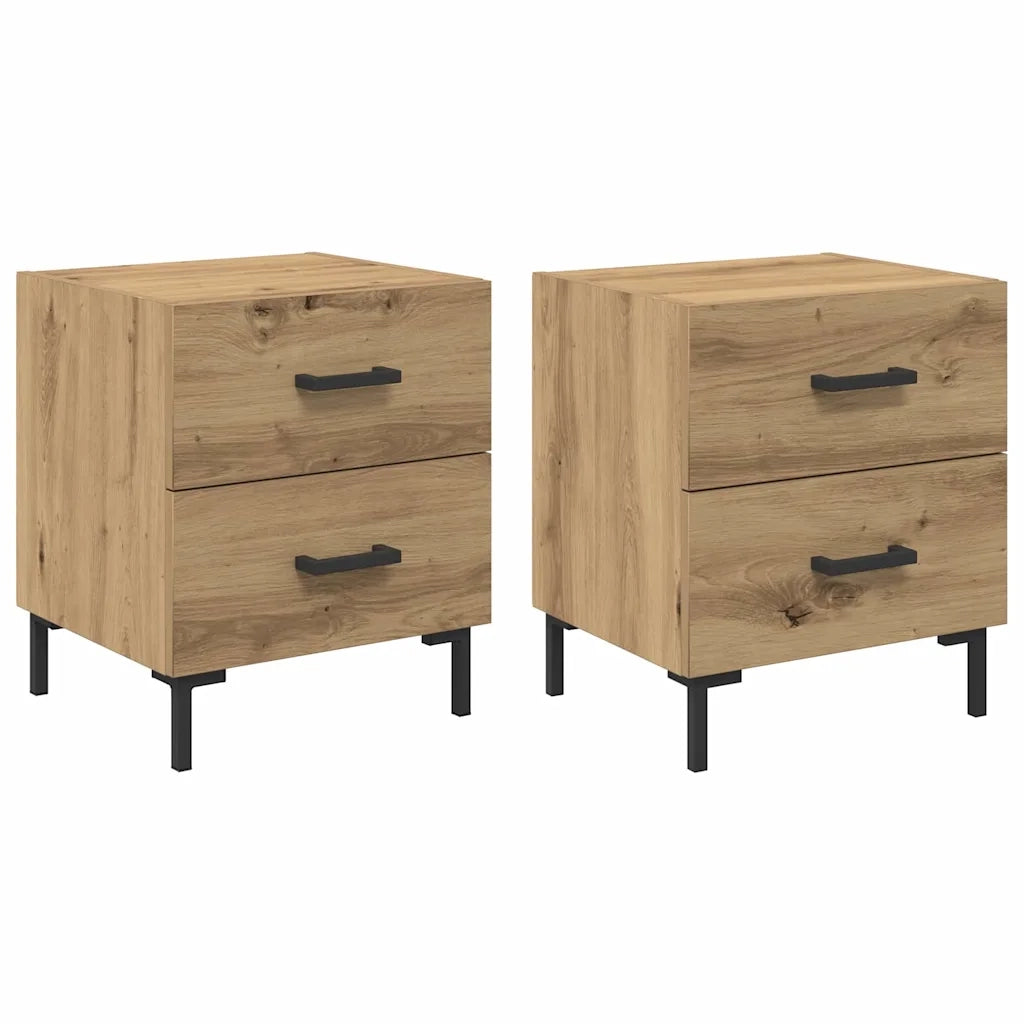 Armadio da Notte 2 pcs Rovere artigianale 40 x 35 x 47,5 cm