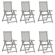 Sedie da Giardino Reclinabili 6 pz con Cuscini Massello Acacia 3065327