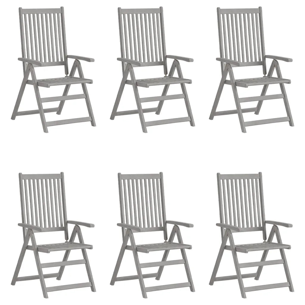 Sedie da Giardino Reclinabili 6 pz con Cuscini Massello Acacia 3065327