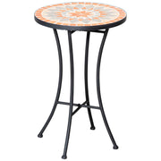Tavolino Rotondo per Esterno Ø35,5x53,5 cm con Piano in Ceramica a Mosaico in Metallo Multicolore