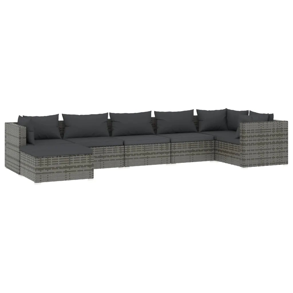Set Divani da Giardino 7 pz con Cuscini in Polyrattan Grigio 3101829