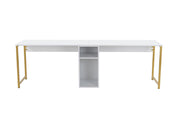 Scrivania in legno "Twin Study Desk" - 240 x 60 x 74 cm - Bianco oro