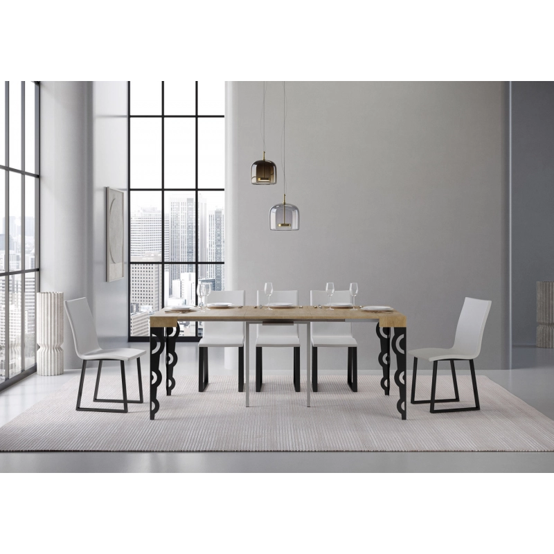Consolle allungabile 90x40/196 cm Karamay Small telaio Antracite - Quercia Natura
