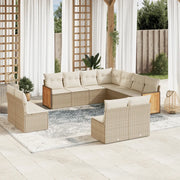 Set Divani da Giardino 11 pz con Cuscini Beige in Polyrattan 3227766
