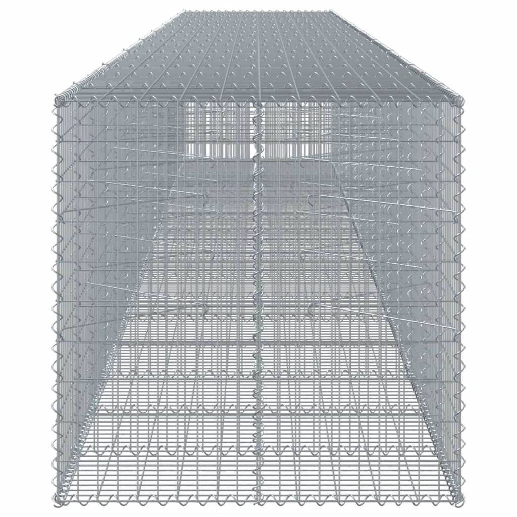 Gabbione recinto a gabbia muro di contenimento con coperchio 850 x 100 x 100 cm ferro zincato argento 02_0040207