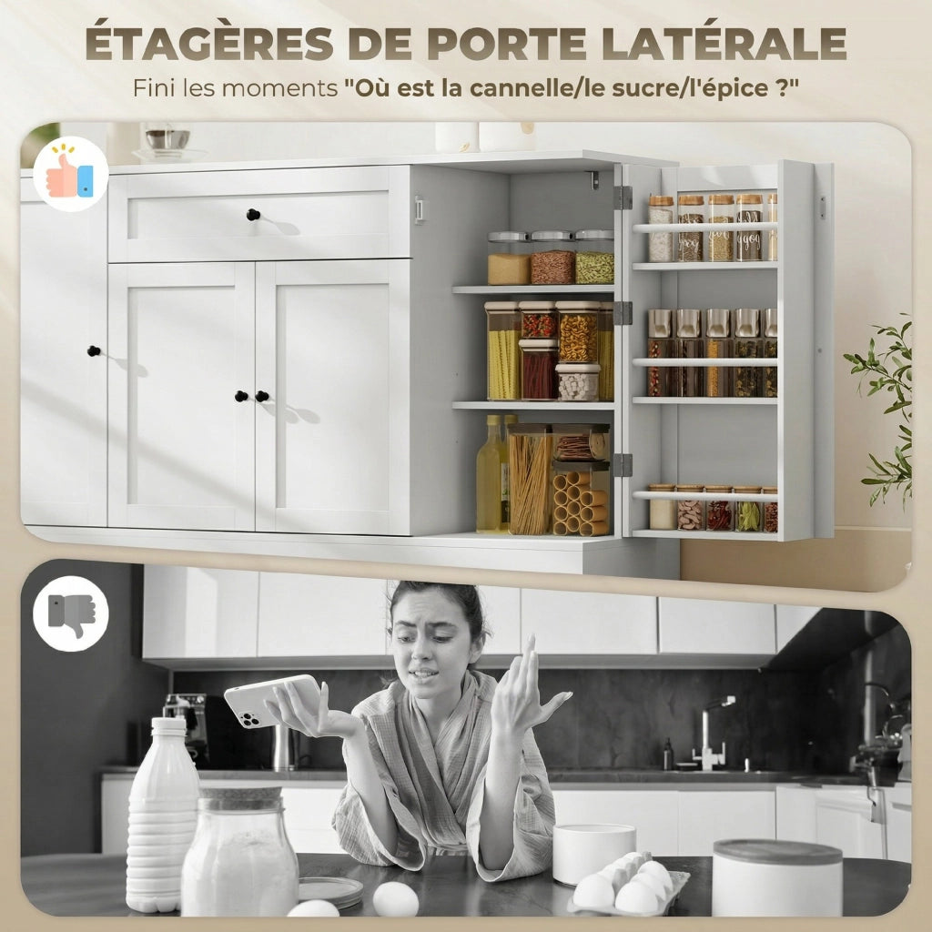 Credenza cucina con cassetto e 4 ante ¨C Xylo ¨C Bianco, ripiani regolabili