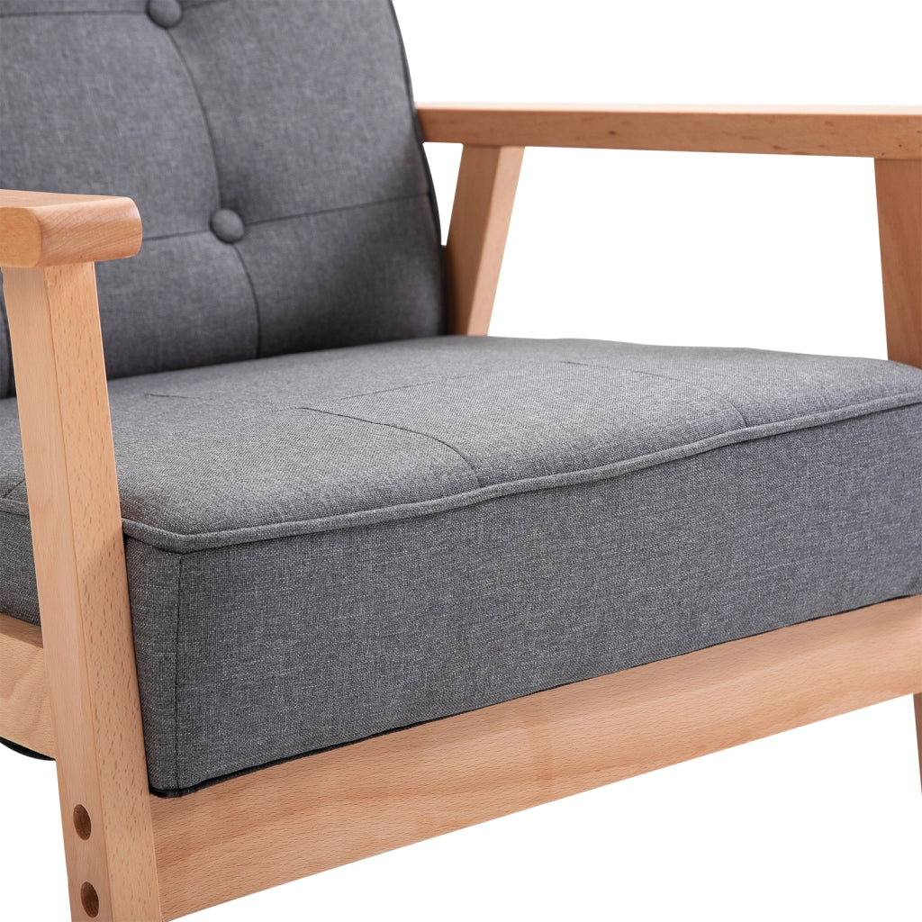 Poltrona Relax in Tessuto Grigio con Gambe in Legno ¨C Minimal ¨C 100x90x85