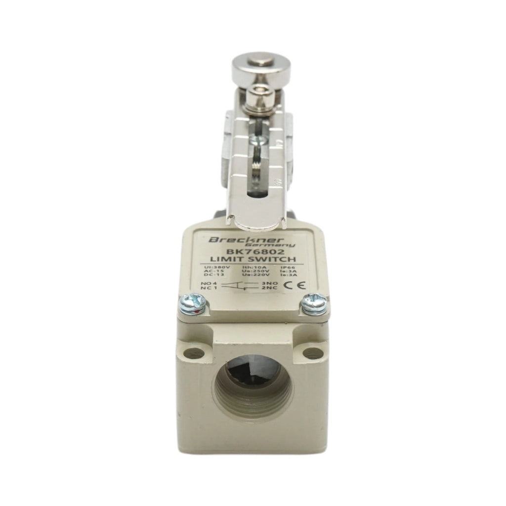 Interruttore di fine corsa con leva regolabile e rullo – 380V / 1NO + 1NC / IP66 Breckner Germany