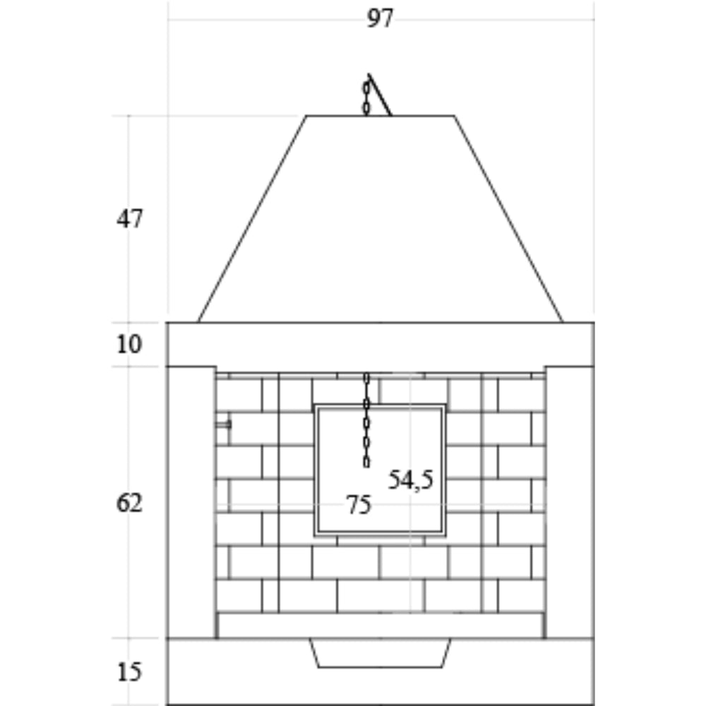 Camino legna prefabbricato refrattario focolare aperto m100ref riscaldamento