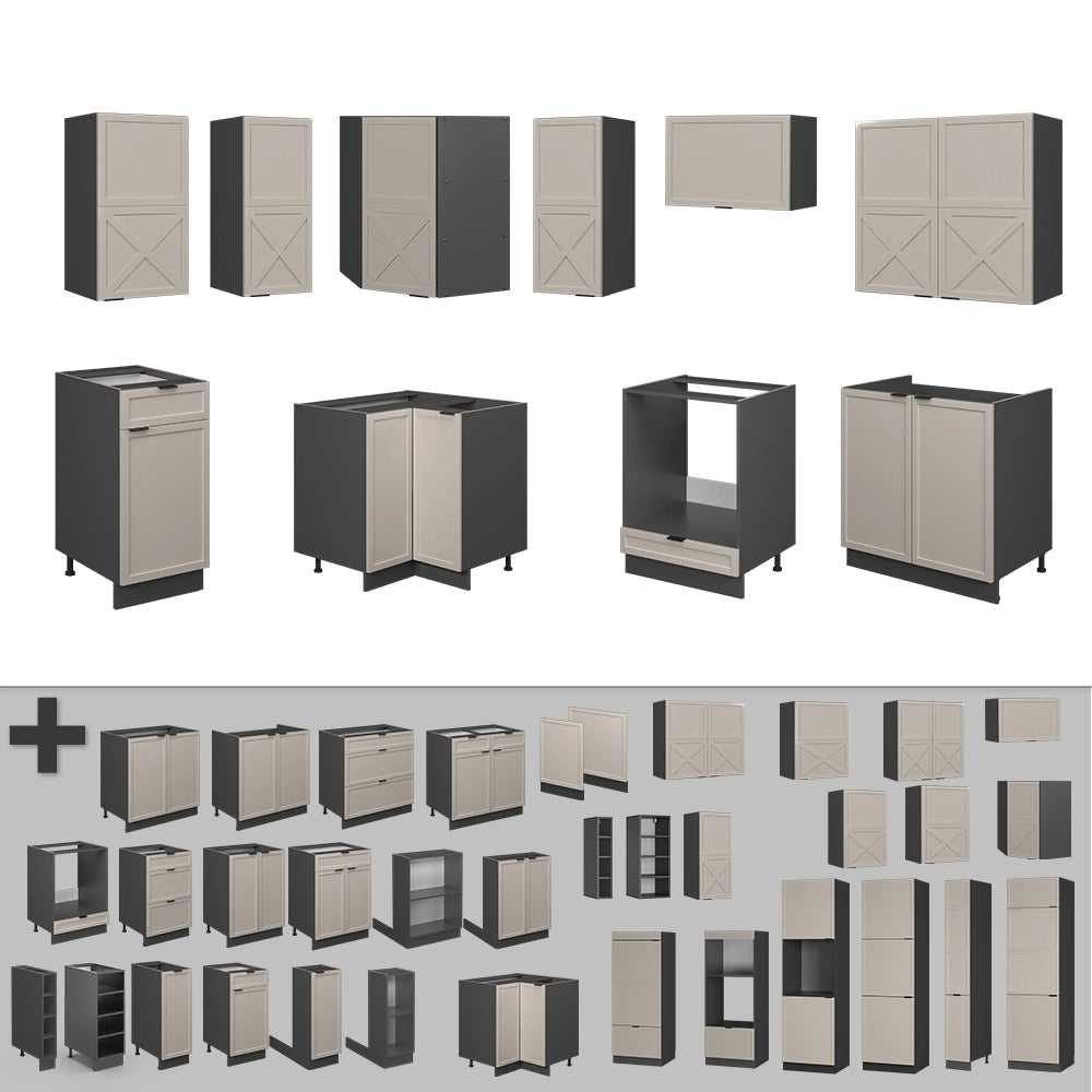 Vicco Cucina angolare completa Grigio/beige/antracite 160 x 190 cm , PL Marmo
