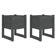 Fioriera rialzata per piante fiori giardino terrazze set da 2 40 x 40 x 52,5 cm legno massello di pino grigio 02_0038962