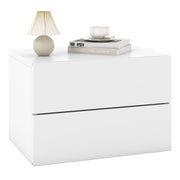 Comodino con cassetti (set da 2), Tavolino da letto da parete con spazio contenitivo  Bianco-Comodini