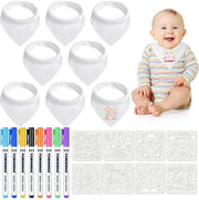 Set di pennarelli per bambini da 8 pezzi con pennarelli in cotone bianco, stencil e pennarelli in metallo da 8 pezzi, dimensioni 40*29cm, impermeabili, adatti a bambini e ideali come regalo per la nascita.