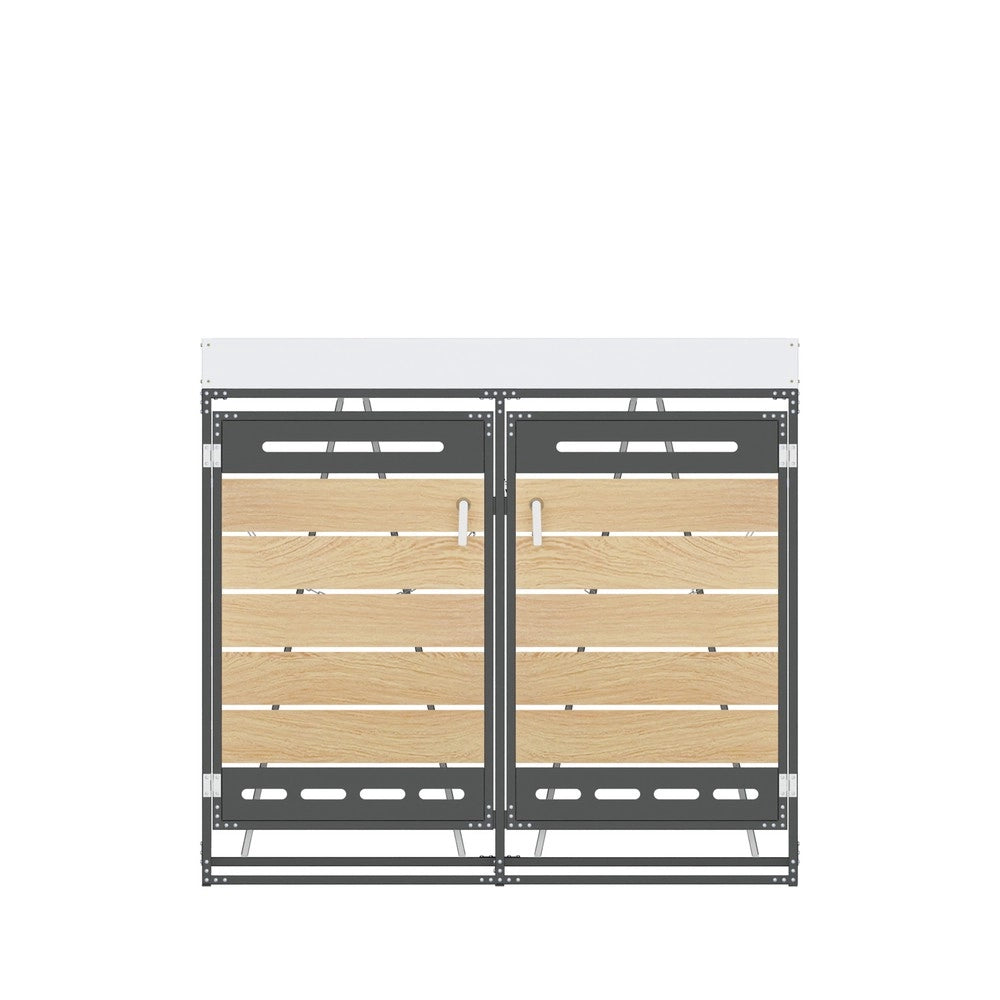 Box Portarifiuti con Fioriera ¨C Xylo ¨C Legno, Metallo, con Serratura