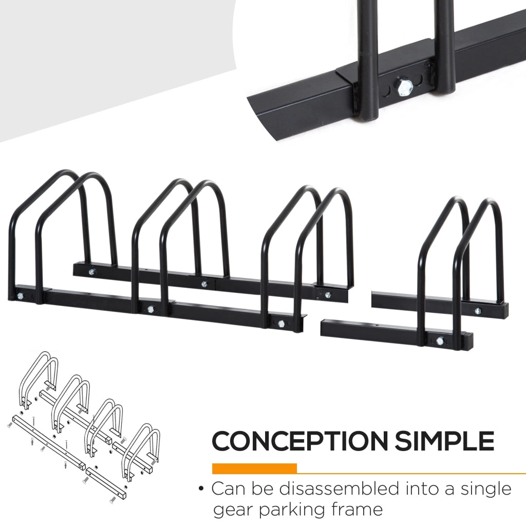 EasyComfort Rastrelliera Portabiciclette Parcheggio per 4 Biciclette in Acciaio, 110x33x27 cm, Nero