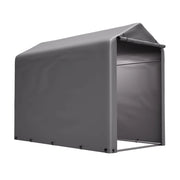 Garage Bici 187x100x160 cm Grigio Scuro con Telo PE 170 g/m², Telaio Nero e Porta con Cerniera