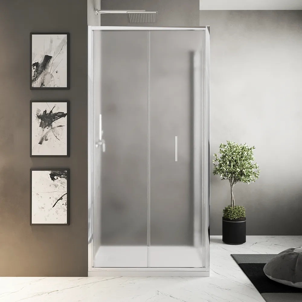 Box doccia slim 80x100cm con apertura a libro e parete fissa profili cromati e vetro 6mm opaco h190| Portofino