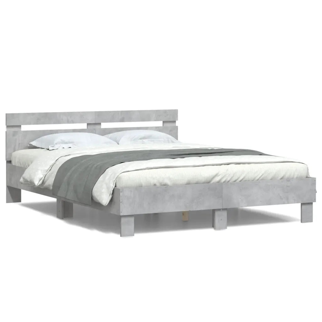 Giroletto con Testiera e LED Grigio Cemento 140x190 cm 3207563
