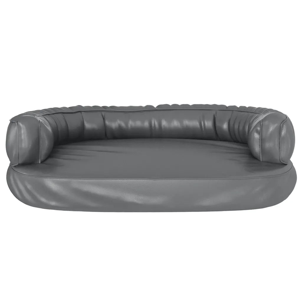 Letto per Cani Ergonomico Gommapiuma Grigio 75x53 cm Similpelle 171317