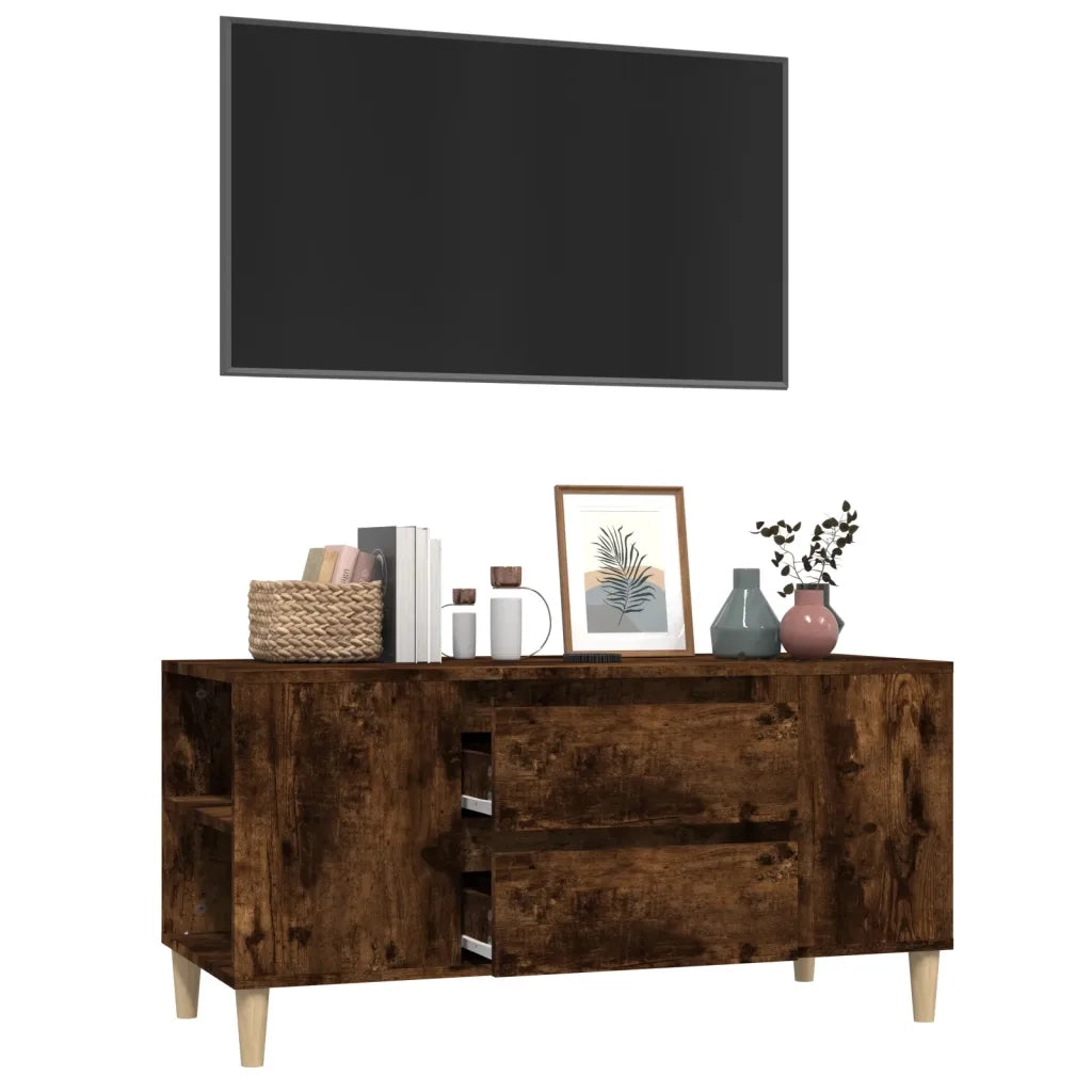 Mobile Porta TV Rovere Fumo 102x44,5x50 cm in Legno Multistrato 819601