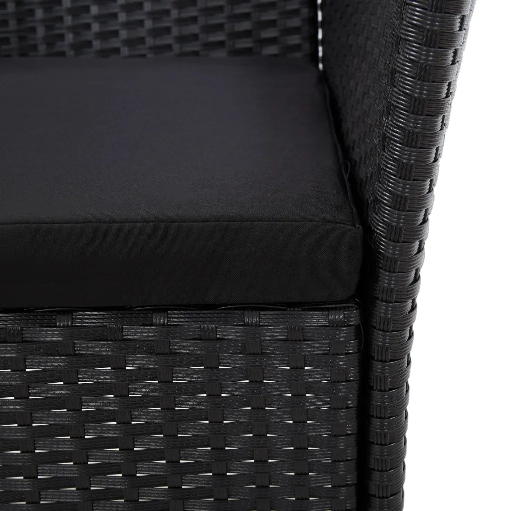 Set da Pranzo da Giardino 5 pz con Cuscini in Polyrattan Nero 46025