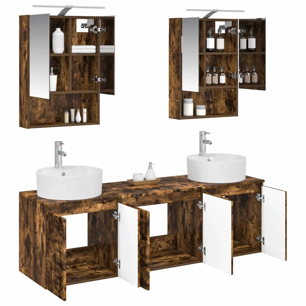 Set di Armadi da Bagno 5 pcs Rovere Fumo Legno ingegnerizzato 3406443