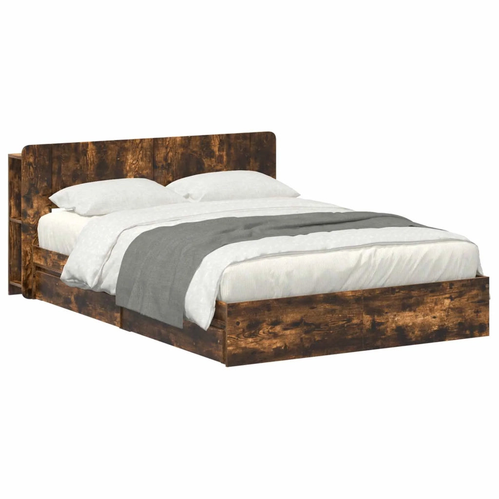 Telaio del letto con storage Rovere Fumo 135 x 190 cm