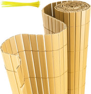 Schermo di separazione per giardino e terrazza 0,9x5m in PVC a forma di V, resistente al vento e al tempo, UV resistente, per giardino e terrazza, realizzato in bambù.