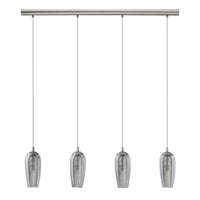 Lampadario A Sospensione Moderno Farsala Acciaio Nichel Vetro 4 Luci G9 3W