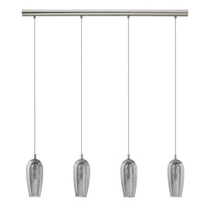 Lampadario A Sospensione Moderno Farsala Acciaio Nichel Vetro 4 Luci G9 3W